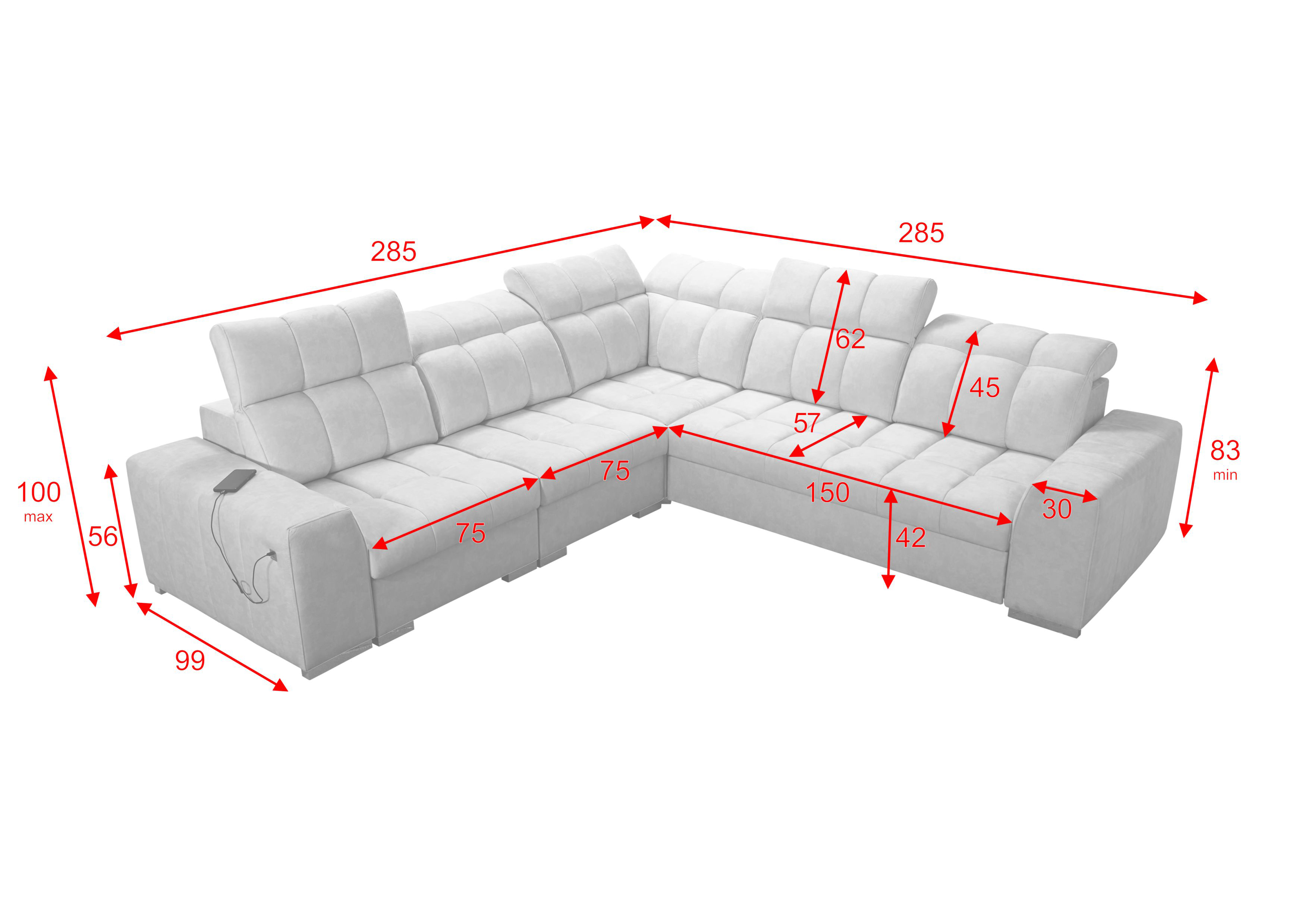 Eckschlafsofa Pagano L2