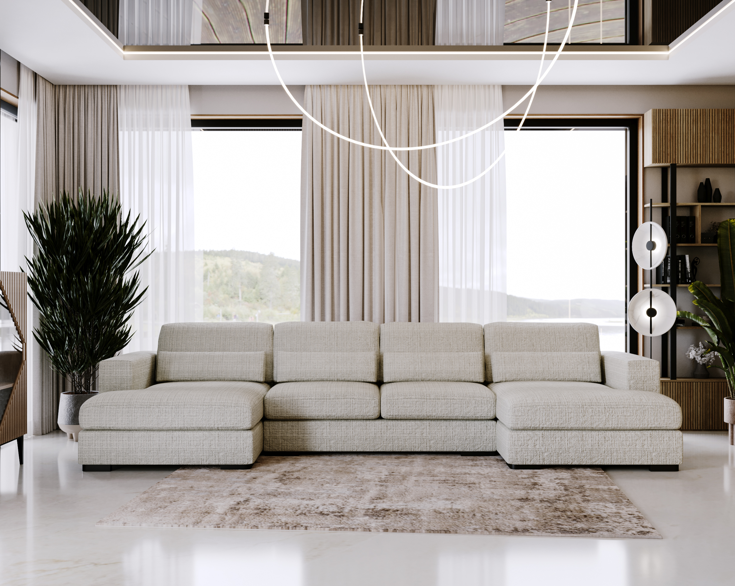 U-Sofa mit Schlaffunktion & Bettkasten Nova