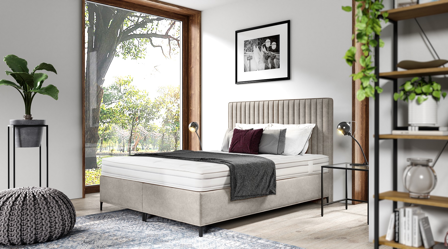 Boxspringbett beige