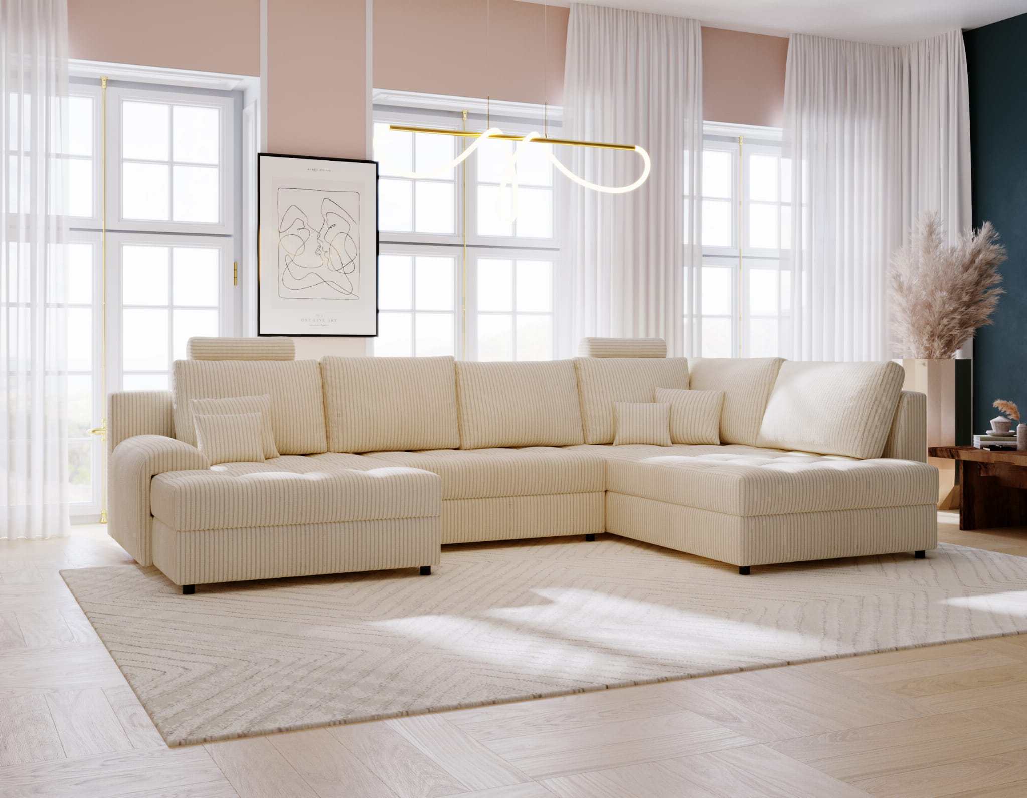 Wohnlandschaft APRIL mit Schlaffunktion & Bettkasten 