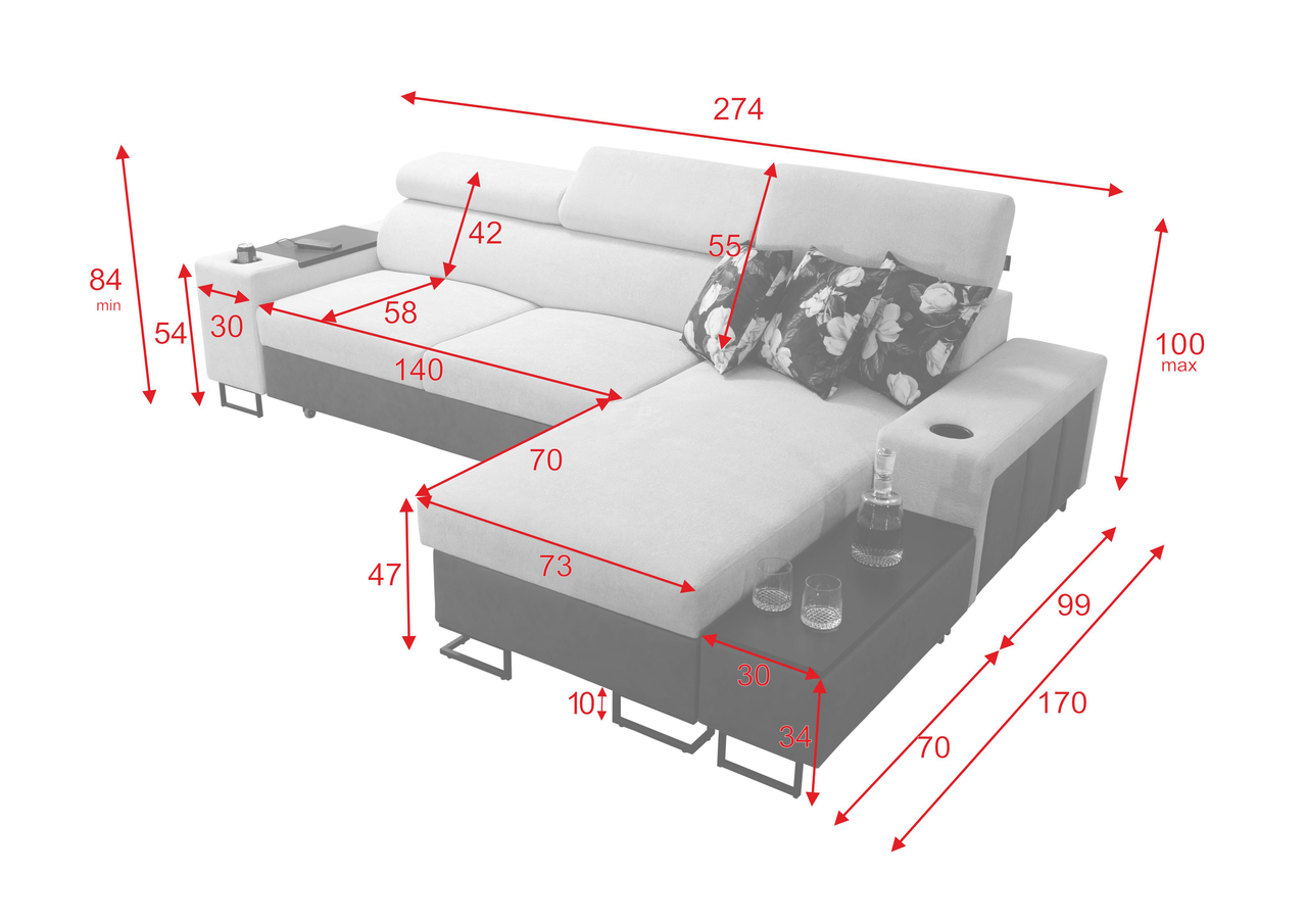 Eckschlafsofa Marta mini