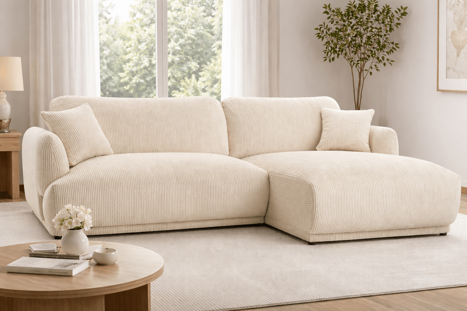  Ecksofa Cord Beige Charlie