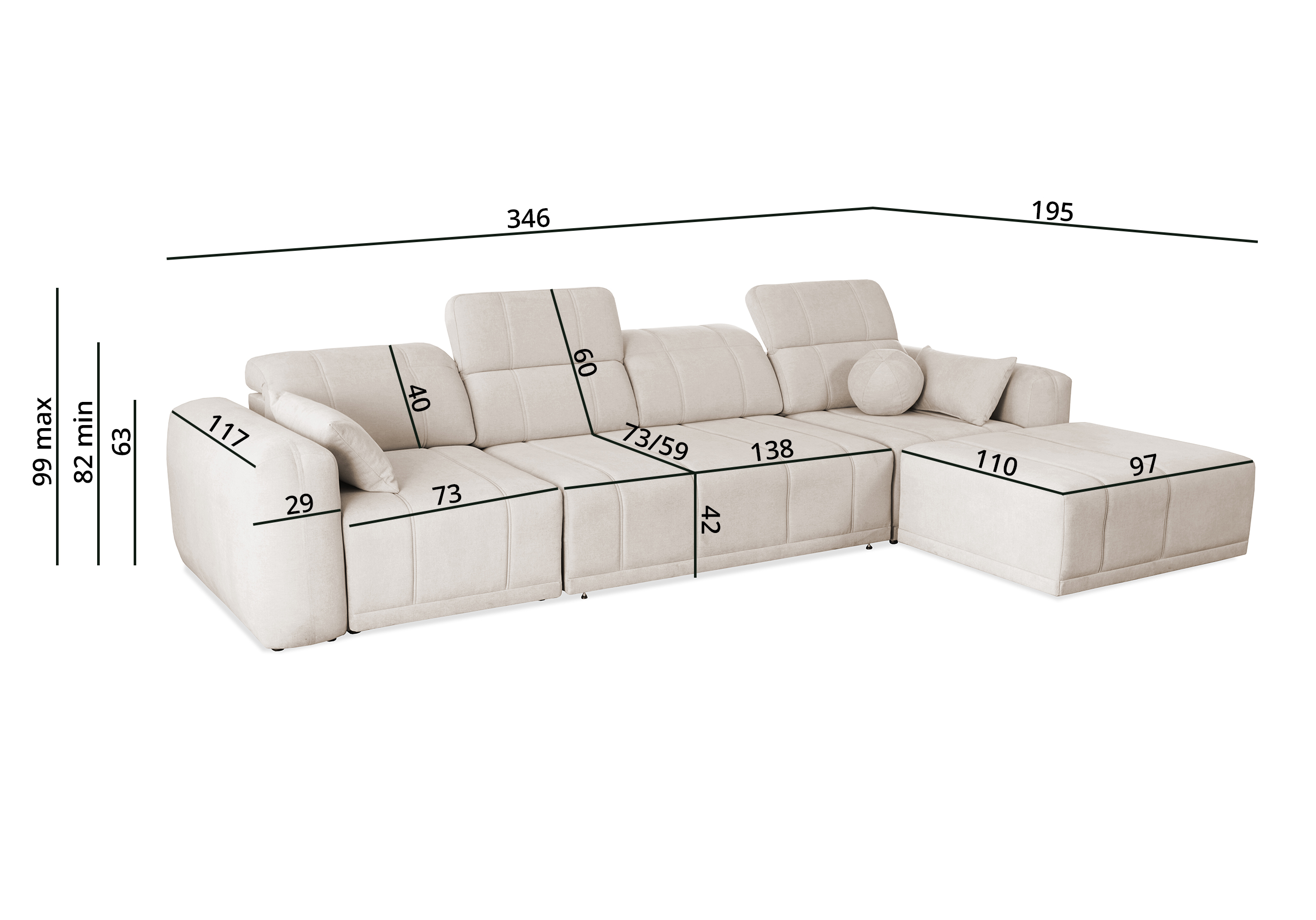 Eckschlafsofa Leonardo XL