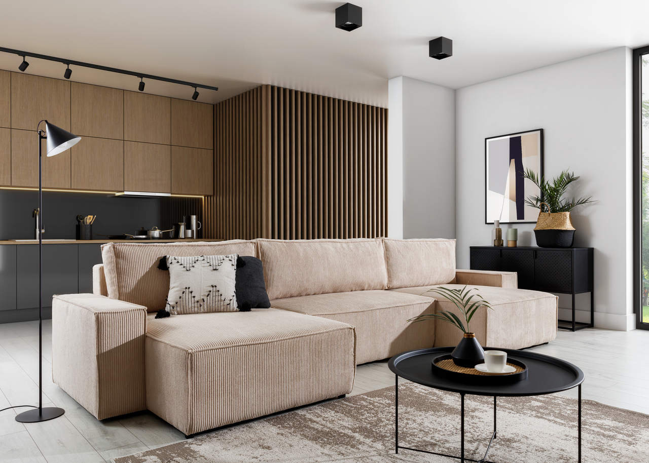 Couch U Form Flabio II mit Schlaffunktion & Bettkasten