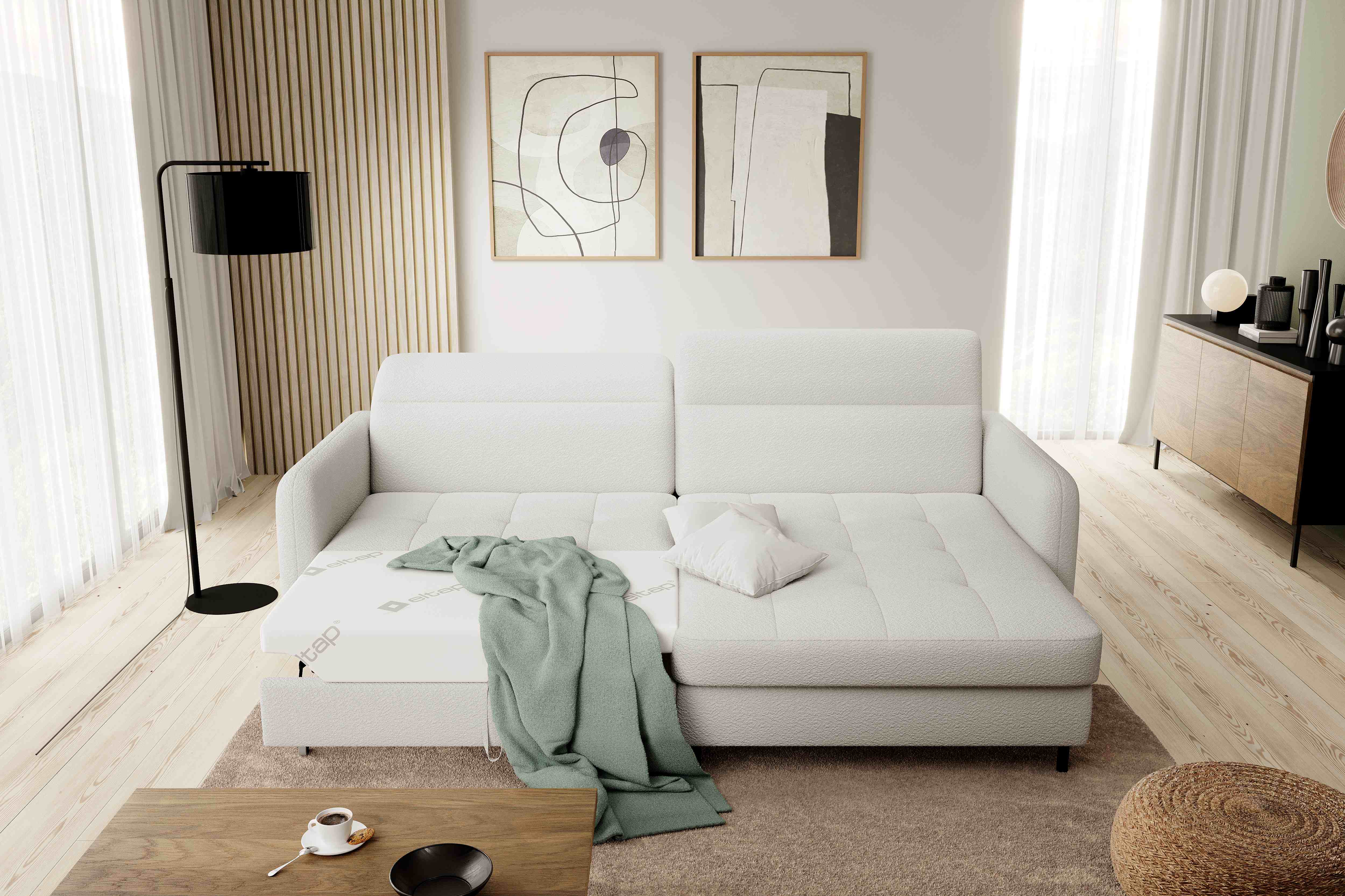 Ecksofa mit schlaffunktion beige 