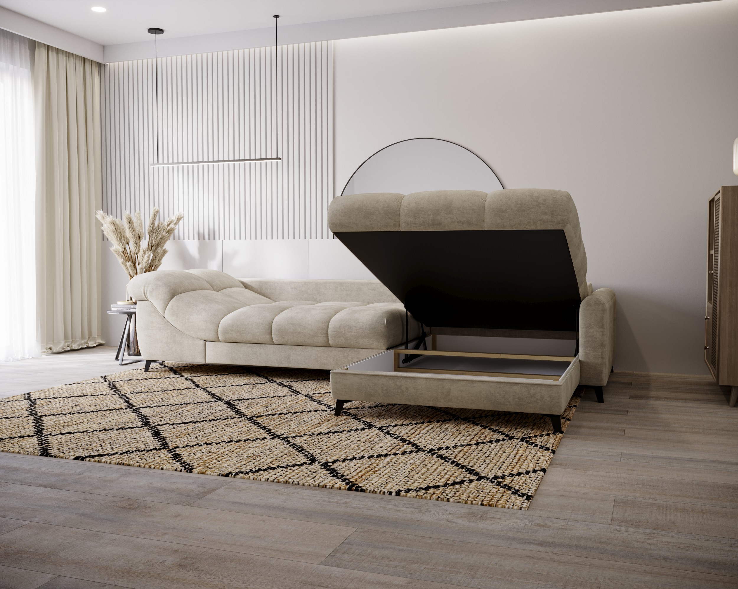 Ecksofa mit Schlaffunktion & Bettkasten Lettica