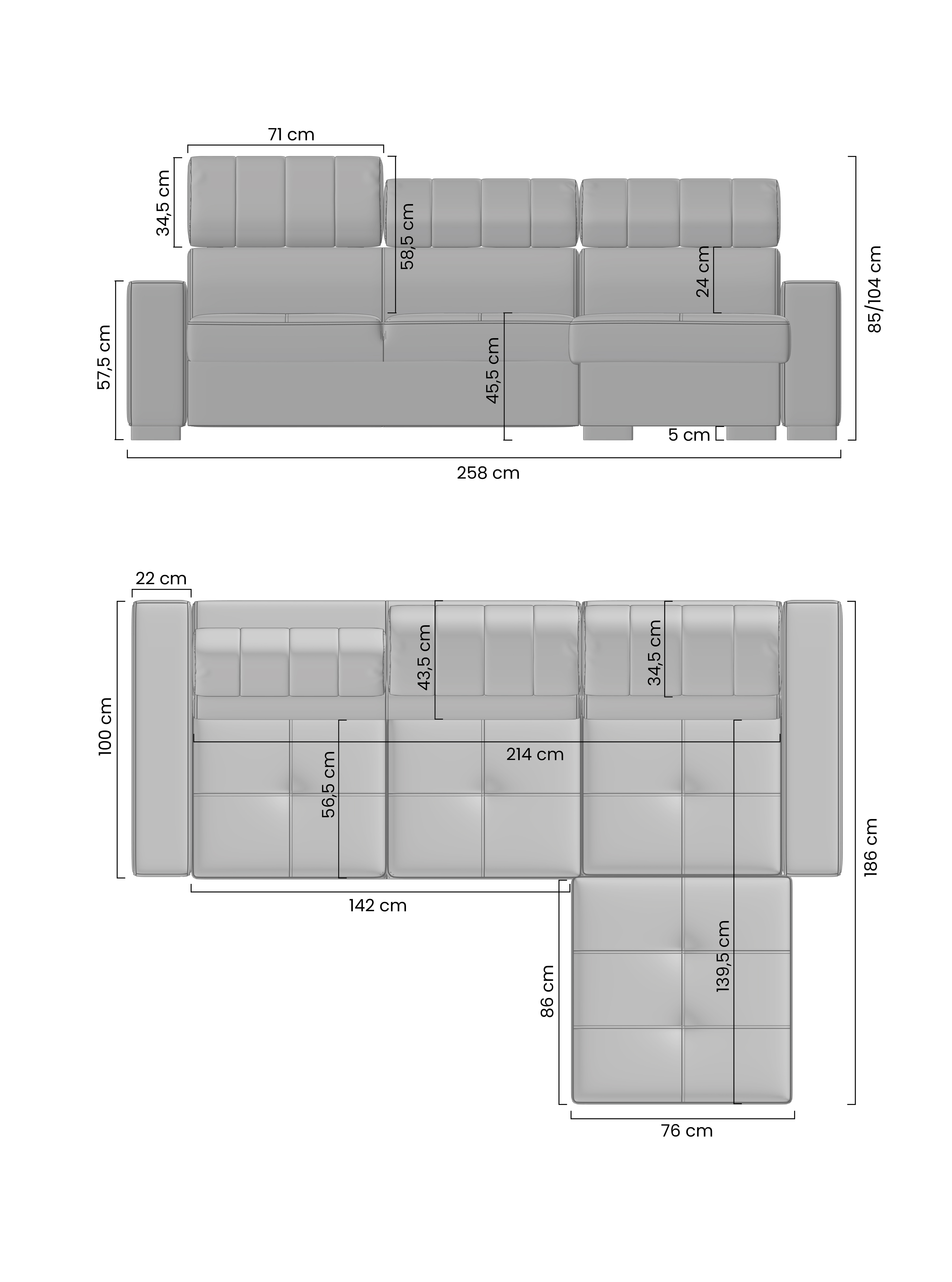 Ecksofa mit Schlaffunktion & Bettkasten Modeno mini