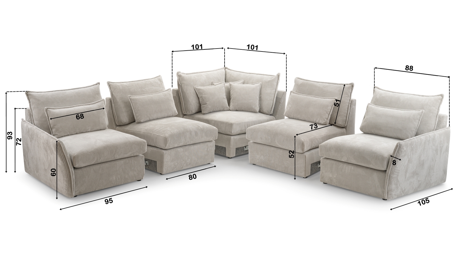 cord beige Ecksofa modular Eldorado