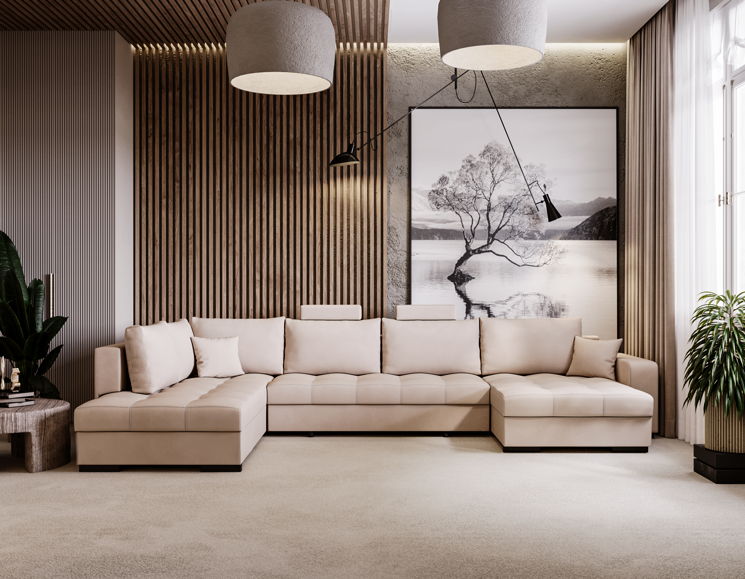 Wohnlandschaft mit Schlaffunktion & Bettkasten LAMA 