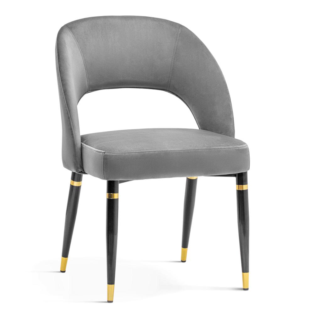 Stuhl Schwarz mit goldenen Einsätzen grau