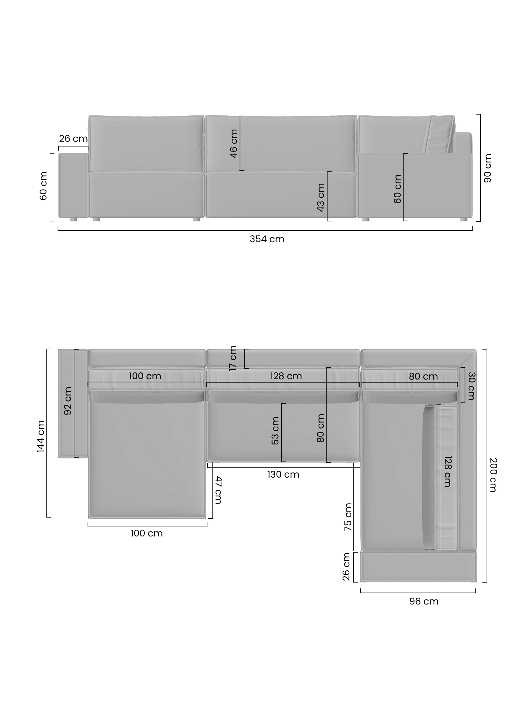 Couch U Forn Flabio mit Schlaffunktion & Bettkasten
